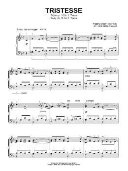 page one of Etude In F Major, Op. 10, No. 3 (Tristesse) (arr. Hans-Gunter Heumann) (Piano Solo)