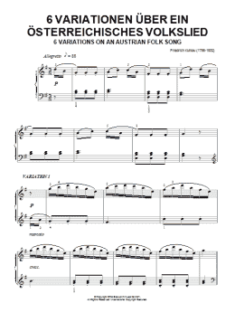 page one of Six Variations On An Austrian Folk Song (Piano Solo)