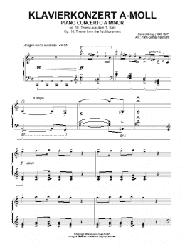 page one of Opening Theme from the First Movement of the Piano Concerto in A Minor, Op.16 (Piano Solo)