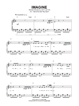 page one of Imagine (arr. Hans-Gunter Huemann) (Easy Piano)