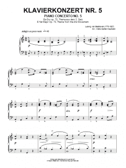 page one of Piano Concerto No.5 (Emperor), Eb Major, Op.73, Theme from the Second Movement (Piano Solo)