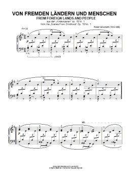 page one of From Foreign Lands And People (Piano Solo)