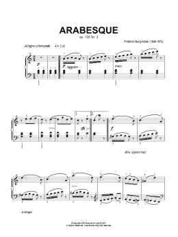 page one of Arabesque, Op.100, No.2 (Piano Solo)