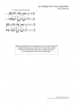 page one of An Oblique (for mezzo-soprano and piano) (Piano & Vocal)