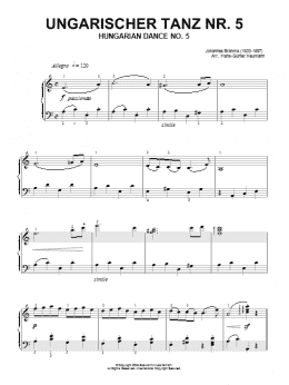 page one of Hungarian Dance No. 5 (Piano Solo)