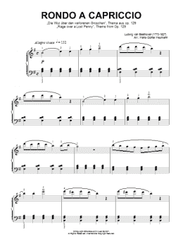 page one of Rondo A Capriccio (Rage Over A Lost Penny), Theme from Op.129 (Piano Solo)