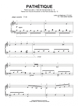 page one of Adagio Cantabile from Sonate Pathetique Op.13, Theme from the Second Movement (Piano Solo)