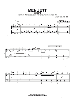 page one of Minuet, From 12 Menuets Pour Le Clavecin Ou Pianoforte (Piano Solo)