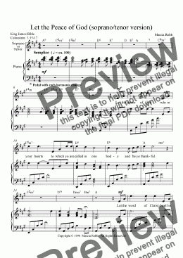 page one of Let the Peace of God (soprano/tenor version)