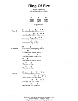 page one of Ring Of Fire (Guitar Chords/Lyrics)