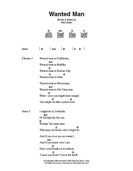 page one of Wanted Man (Guitar Chords/Lyrics)