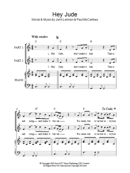 page one of Hey Jude (arr. Rick Hein) (2-Part Choir)
