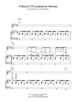 page one of A Bunch Of Lonesome Heroes (Piano, Vocal & Guitar Chords)