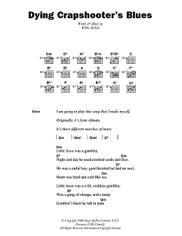 page one of Dying Crapshooter's Blues (Guitar Chords/Lyrics)