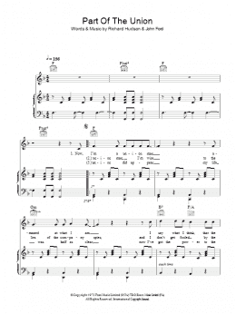 page one of Part Of The Union (Piano, Vocal & Guitar Chords)