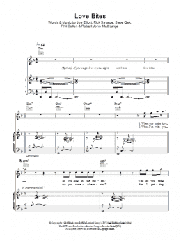 page one of Love Bites (Piano, Vocal & Guitar Chords)