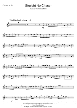 page one of Straight No Chaser (Clarinet Solo)