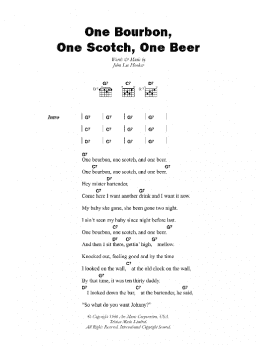 page one of One Bourbon, One Scotch, One Beer (Guitar Chords/Lyrics)