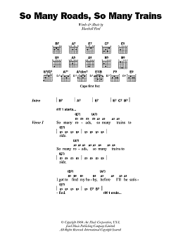 page one of So Many Roads, So Many Trains (Guitar Chords/Lyrics)