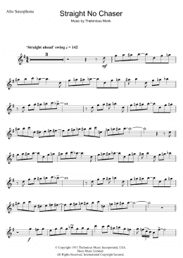 page one of Straight No Chaser (Alto Sax Solo)
