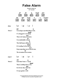 page one of False Alarm (Guitar Chords/Lyrics)