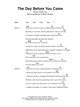 page one of The Day Before You Came (Guitar Chords/Lyrics)