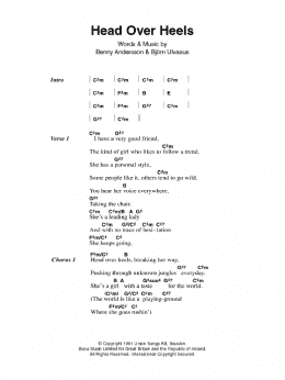 page one of Head Over Heels (Guitar Chords/Lyrics)