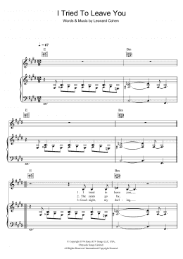 page one of I Tried To Leave You (Piano, Vocal & Guitar Chords)
