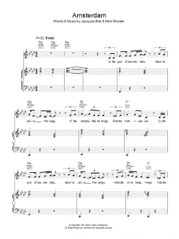 page one of Amsterdam (Piano, Vocal & Guitar Chords)