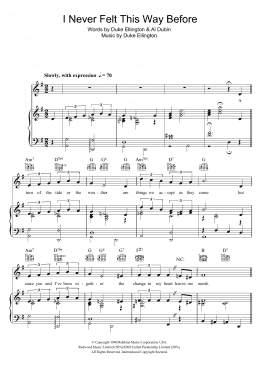 page one of I Never Felt This Way Before (Piano, Vocal & Guitar Chords)