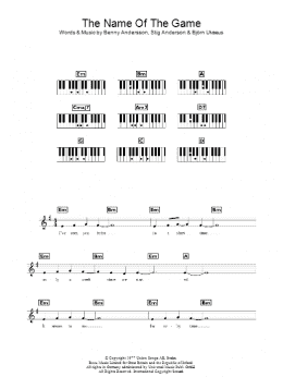 page one of The Name Of The Game (Piano Chords/Lyrics)