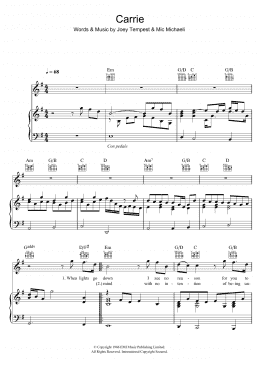 page one of Carrie (Piano, Vocal & Guitar Chords)