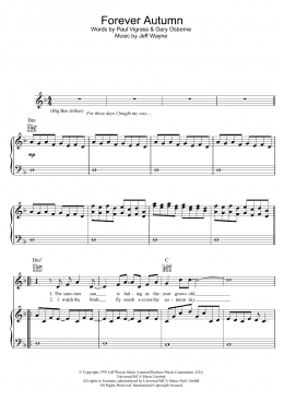 page one of Forever Autumn (from War Of The Worlds) (Piano, Vocal & Guitar Chords)