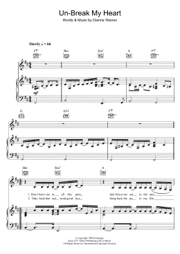 page one of Un-Break My Heart (Piano, Vocal & Guitar Chords)