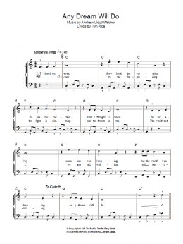 page one of Any Dream Will Do (from Joseph And The Amazing Technicolor Dreamcoat) (Beginner Piano)