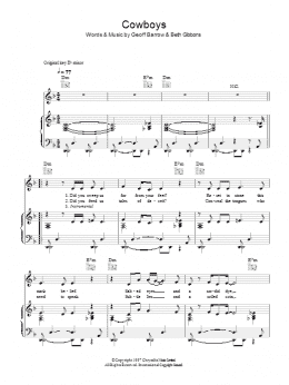 page one of Cowboys (Piano, Vocal & Guitar Chords)