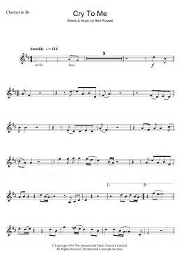 page one of Cry To Me (Clarinet Solo)