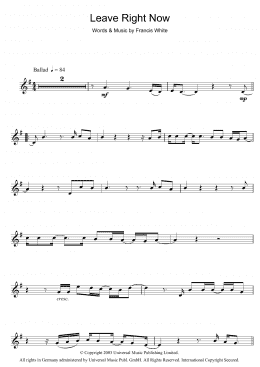 page one of Leave Right Now (Clarinet Solo)