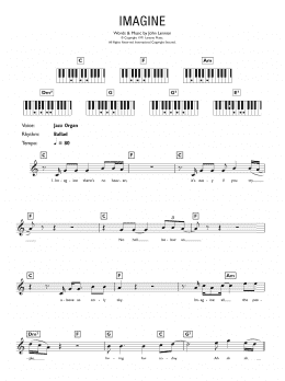 page one of Imagine (Piano Chords/Lyrics)