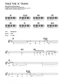 page one of Take The 'A' Train (Piano Chords/Lyrics)