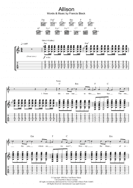 page one of Allison (Guitar Tab)