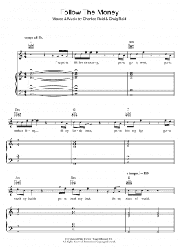 page one of Follow The Money (Piano, Vocal & Guitar Chords)