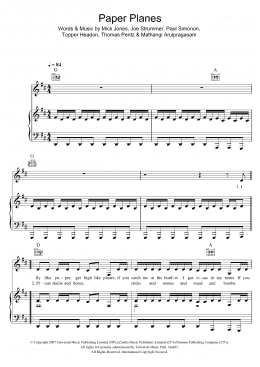 page one of Paper Planes (Piano, Vocal & Guitar Chords)