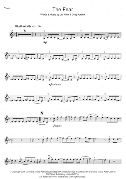 page one of The Fear (Violin Solo)