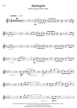 page one of Apologize (Flute Solo)
