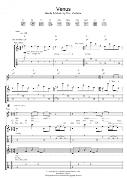 page one of Venus (Guitar Tab)