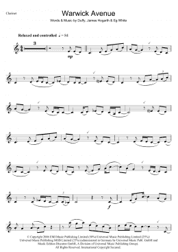 page one of Warwick Avenue (Clarinet Solo)
