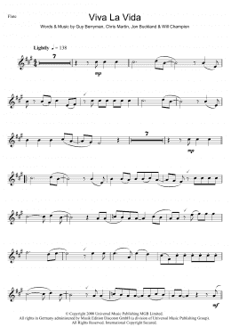 page one of Viva La Vida (Flute Solo)