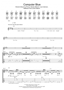 page one of Computer Blue (Guitar Tab)