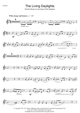 page one of The Living Daylights (Clarinet Solo)